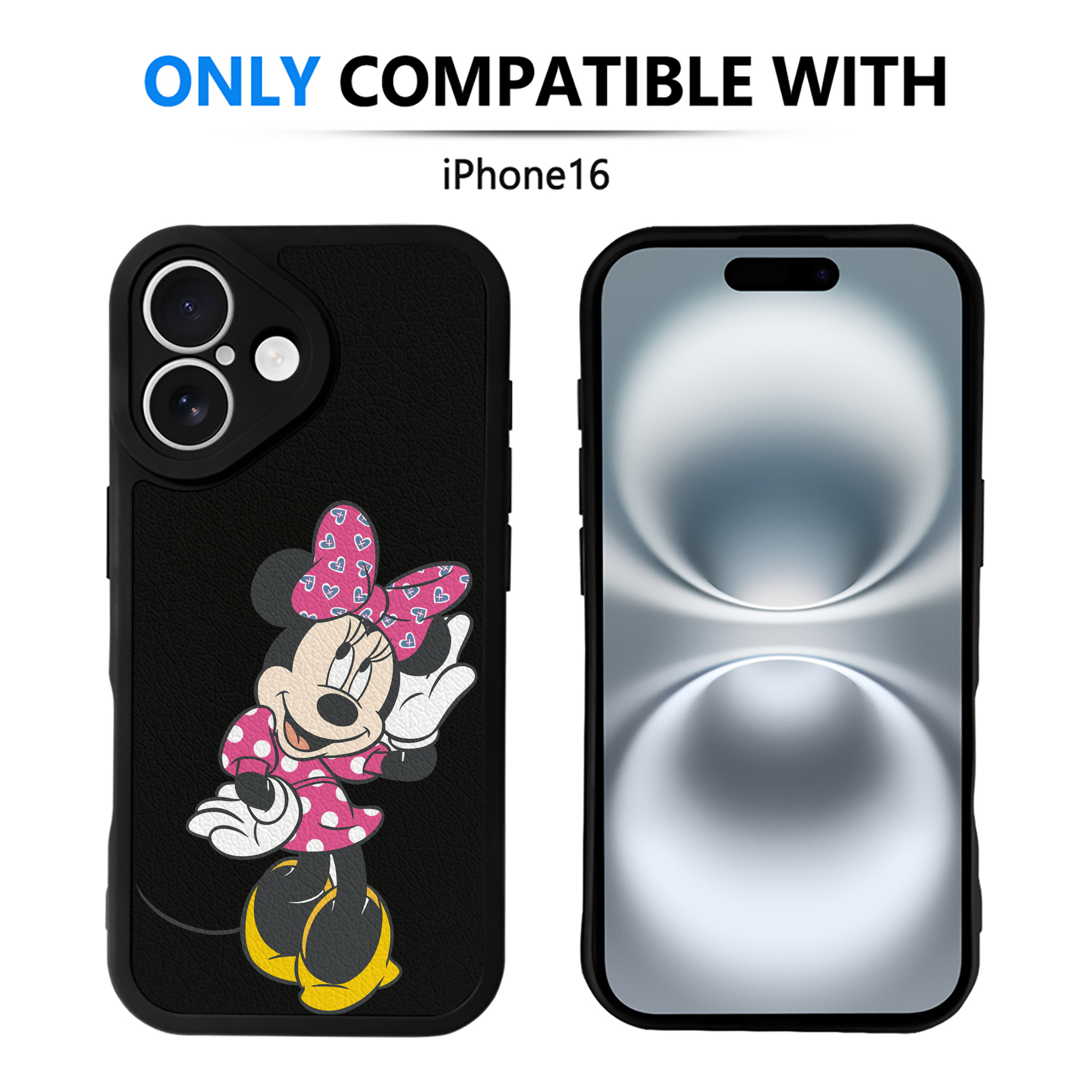 （画像用） ミッキーマウス Mickey Mouse 【iPhone 16シリーズ対応】シリコンスマホケース（レザー調） 材質：シリコン